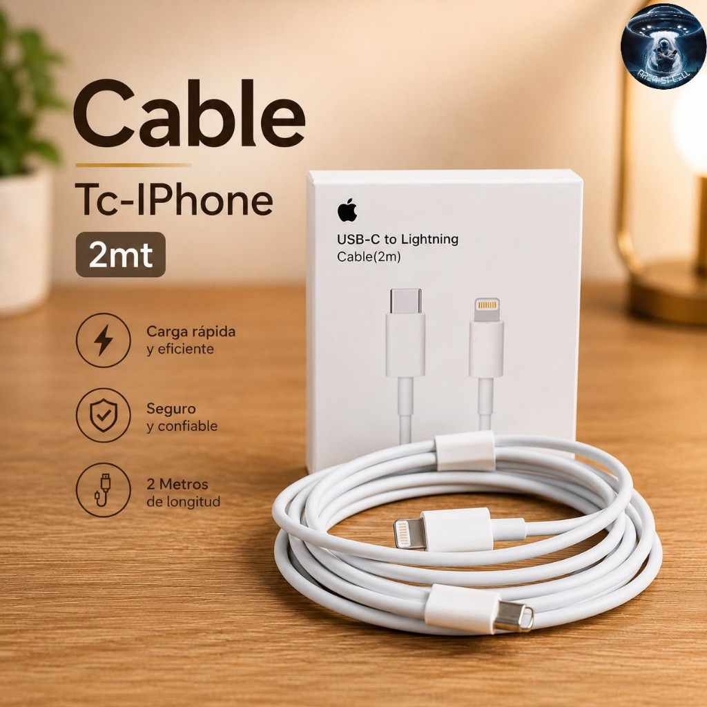Apple cable USB-C a Lightning blanco 2m