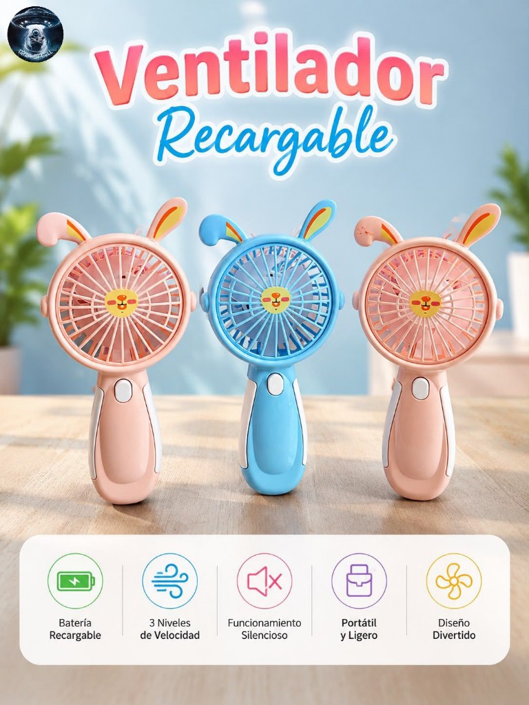 Ventilador recargable pastel