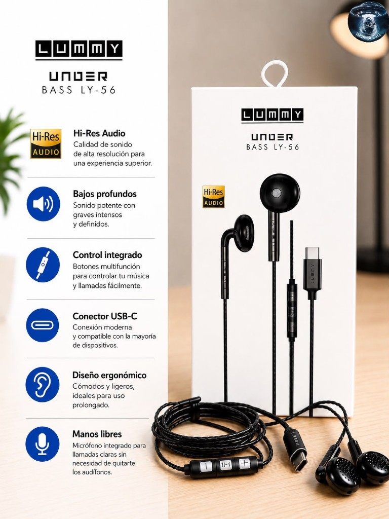 Lummy audifonos negros USB-C