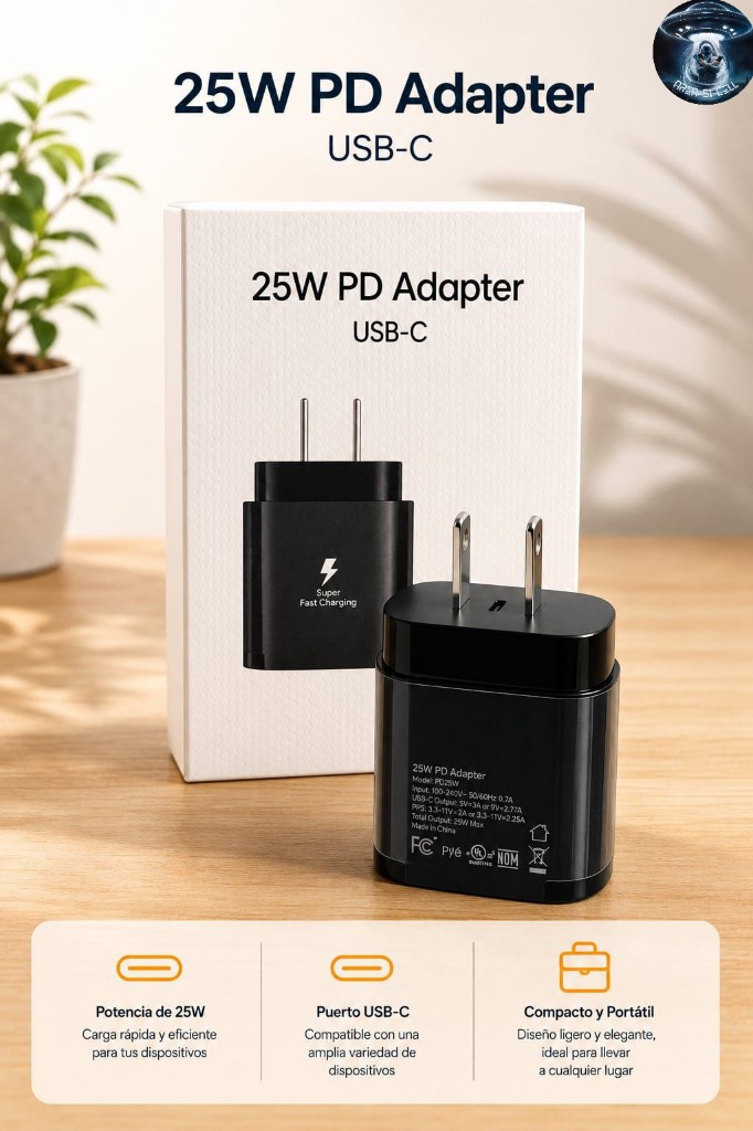 Cargador 25W USB-C negro
