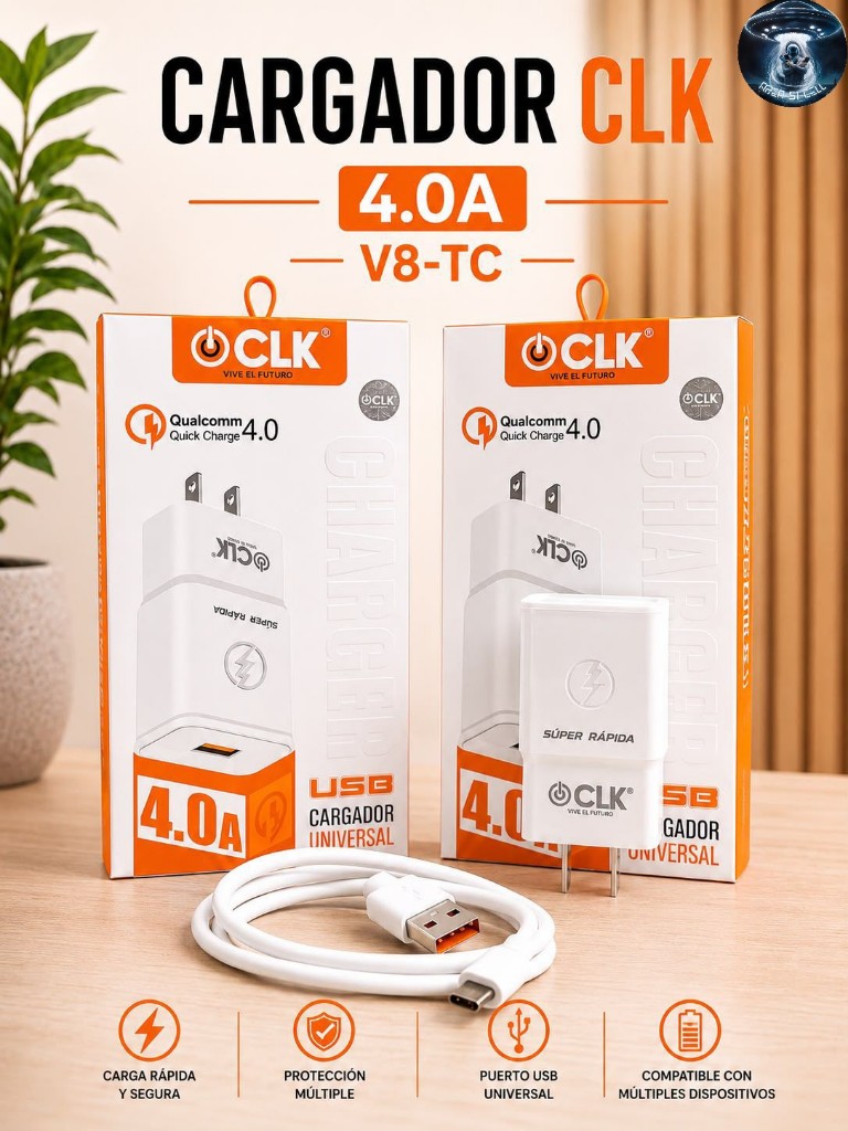 CLK cargador USB blanco 4.0A
