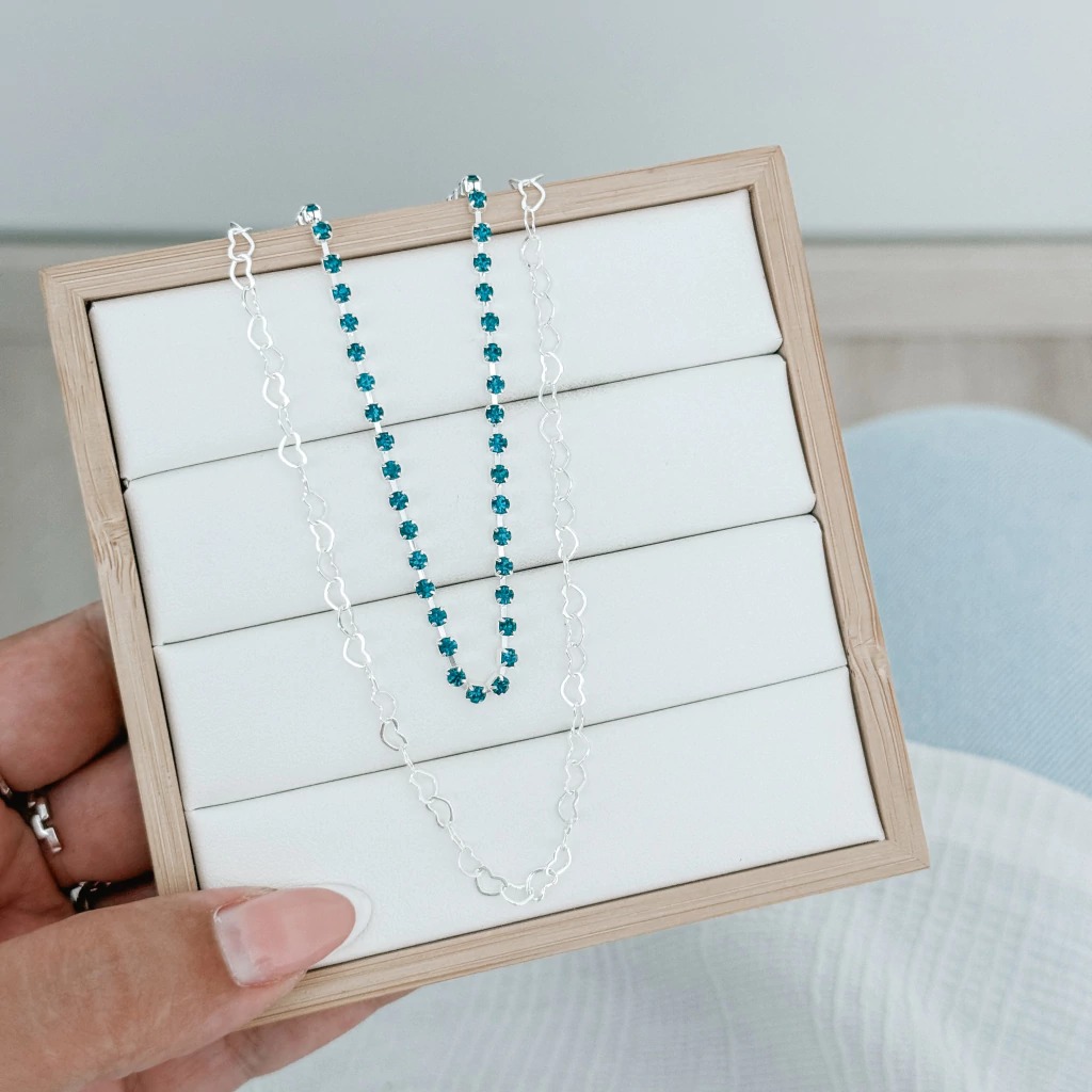 Colar Duplo Riviera + Elos Coração