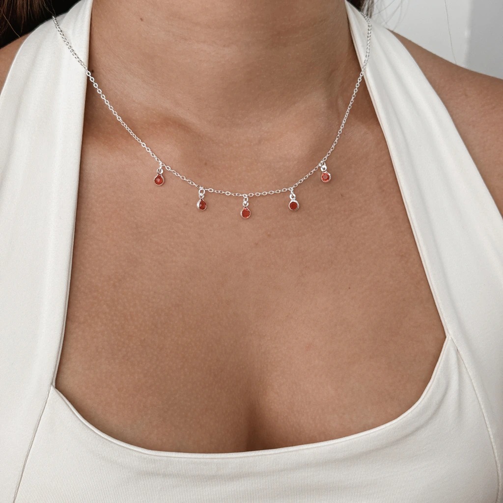 Colar Choker Bolinhas Vermelhas
