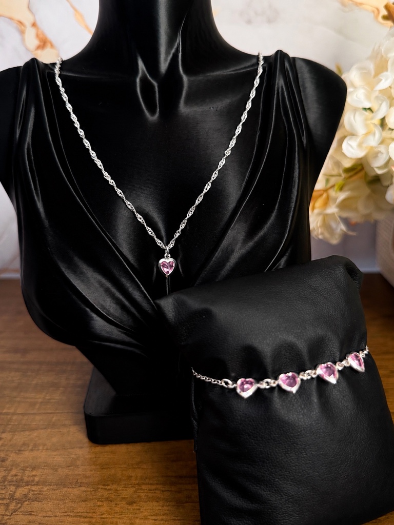 Conjunto Colar e Pulseira Coração