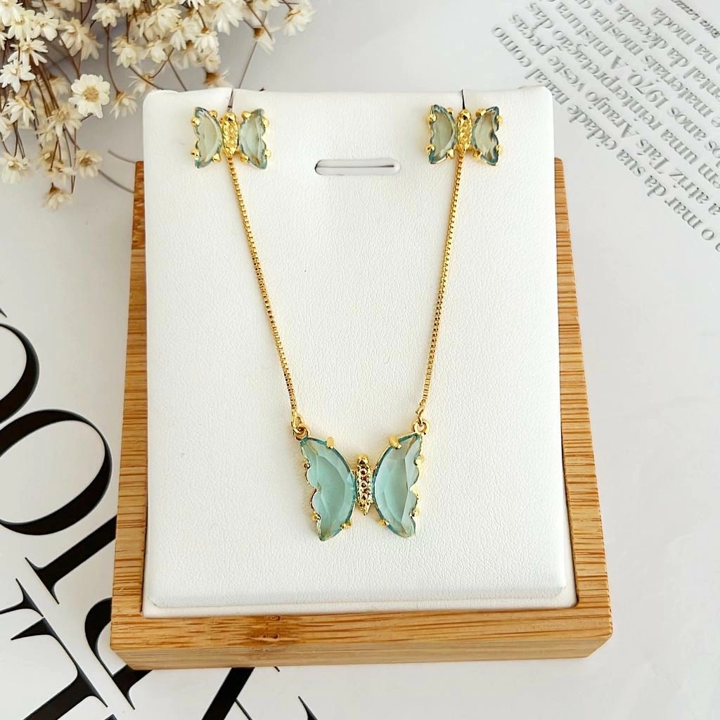 Conjunto Borboleta Zircônia