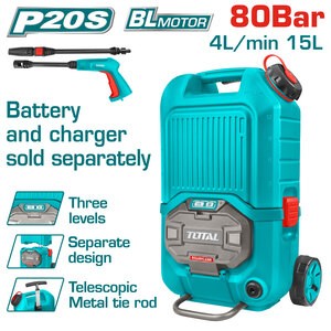 HIDROLAVADORA A BATERÍA 20V+20V 80BAR 4L/MIN - SIN BAT - TPWLI4006 - TOTAL