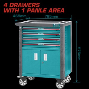 GABINETE PARA HERRAMIENTAS 97CM 4 CAJONES Y PUERTA DOBLE - TOTAL (OUTLET)