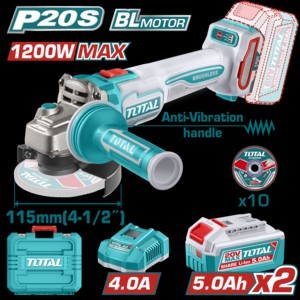 AMOLADORA A BATERIA 20V 115MM (1200W MAX) BL - 2BAT/CAR - TAGLI2120252 - TOTAL