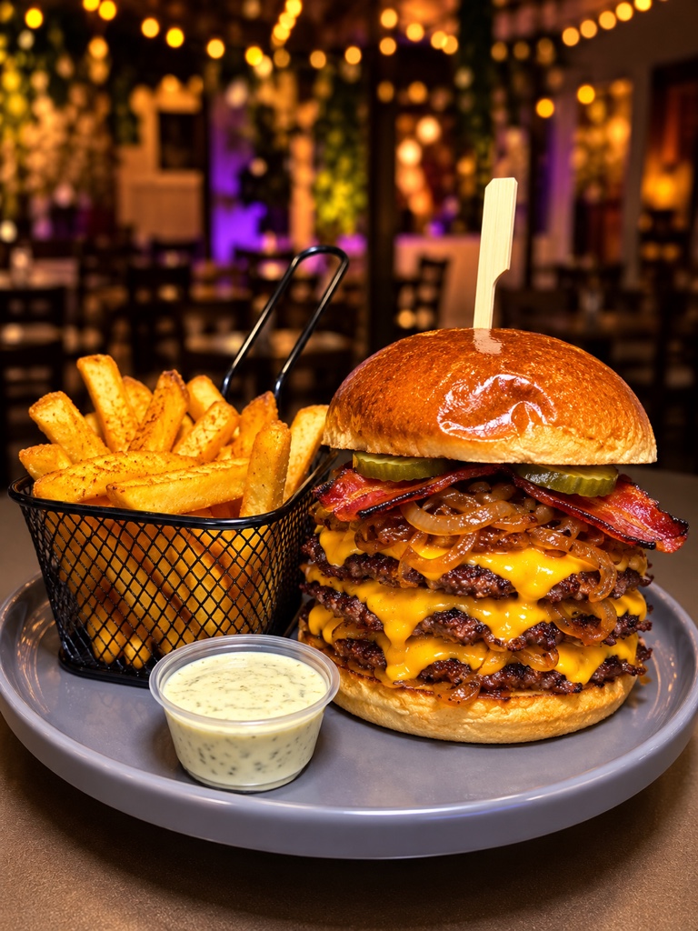 Triple Cheese Bacon (con papas)