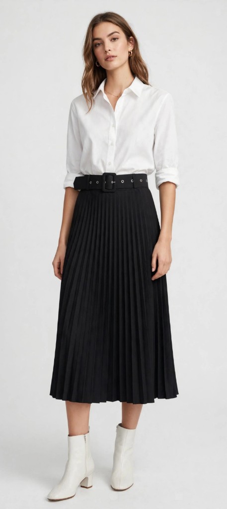 Falda midi con cinto plus size