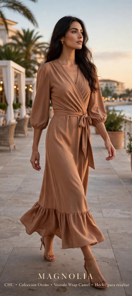Vestido cruzado manga 3/4