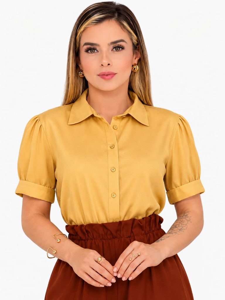 Camisa mostaza manga corta