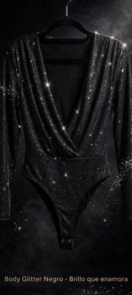 Body Sastrero Nocturno Glow en Glitter Negro