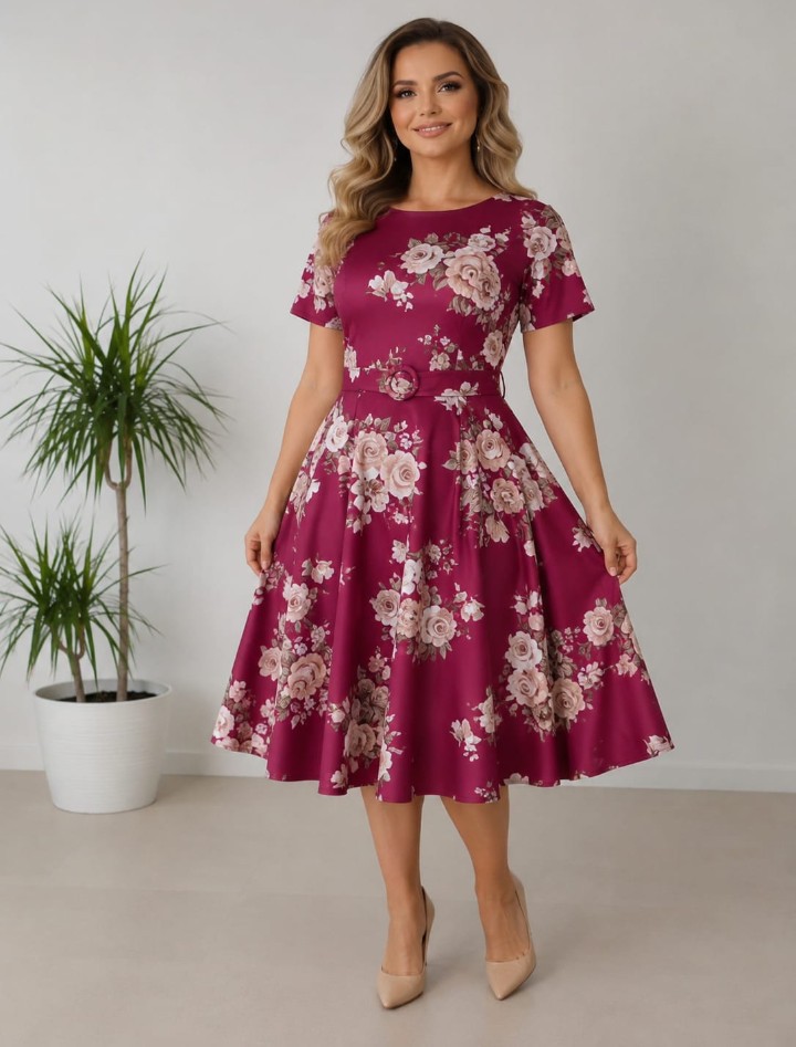 Vestido midi con cinto
