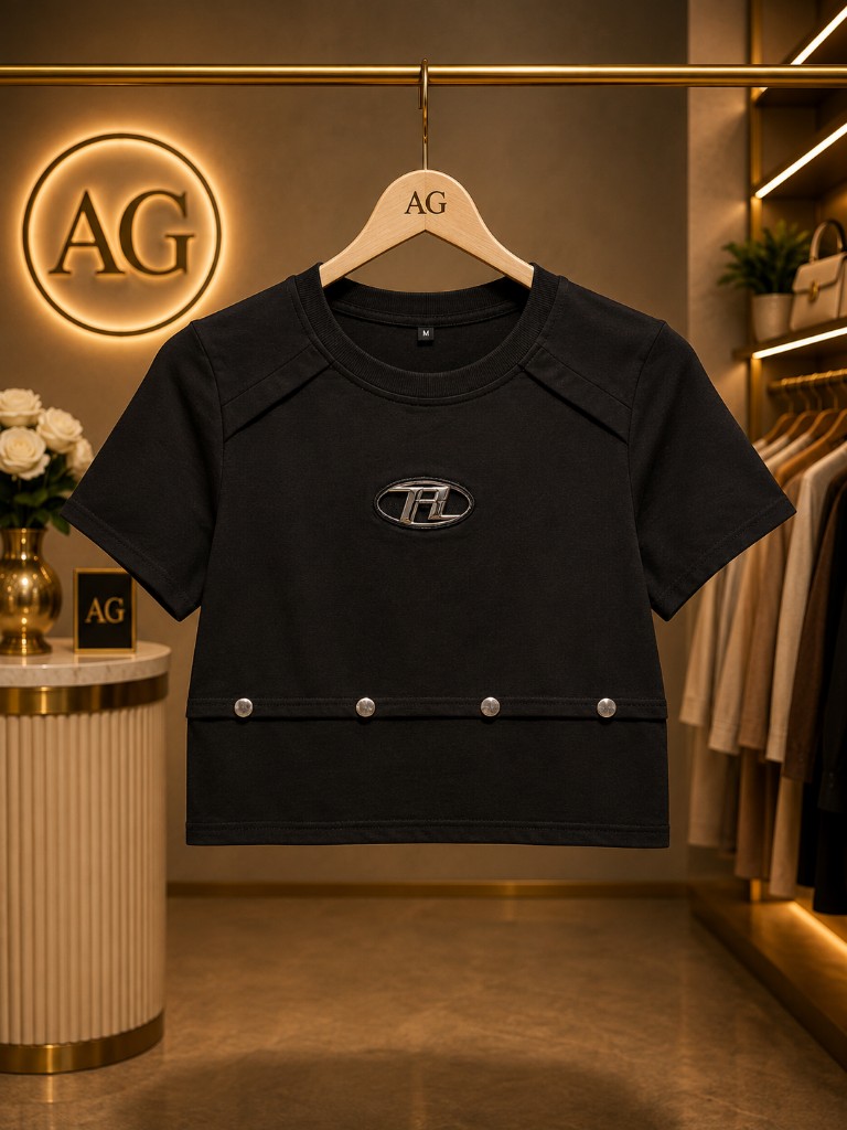 Camiseta botones negra