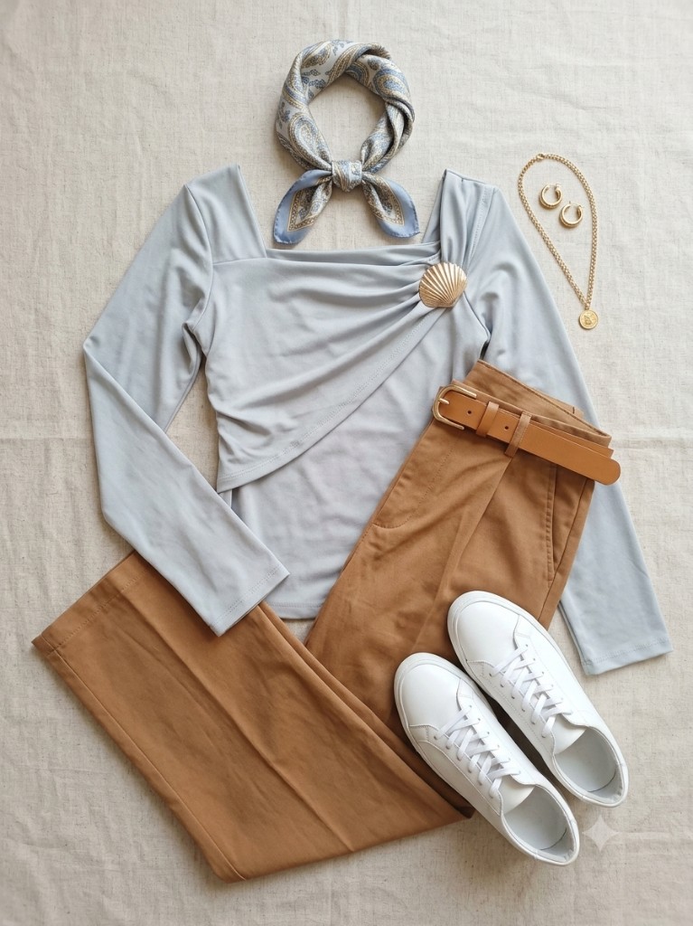 Blusa gris cuello cuadrado