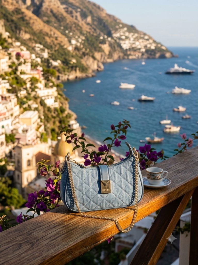 GUESS cartera azul con cadena