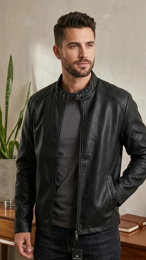 Chaqueta negra de cuero