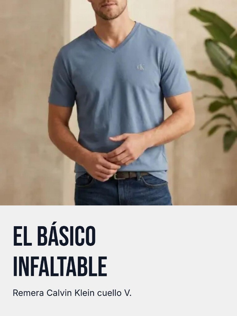 Calvin Klein remera azul cuello V
