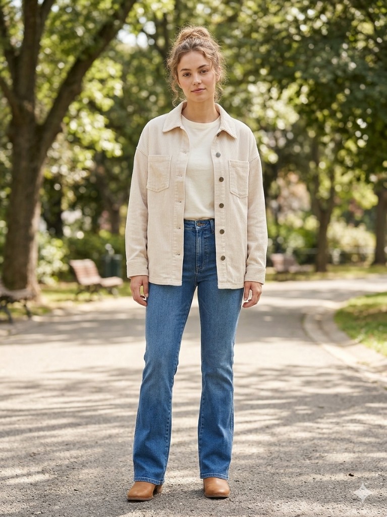 Camisaco corderoy beige de mujer