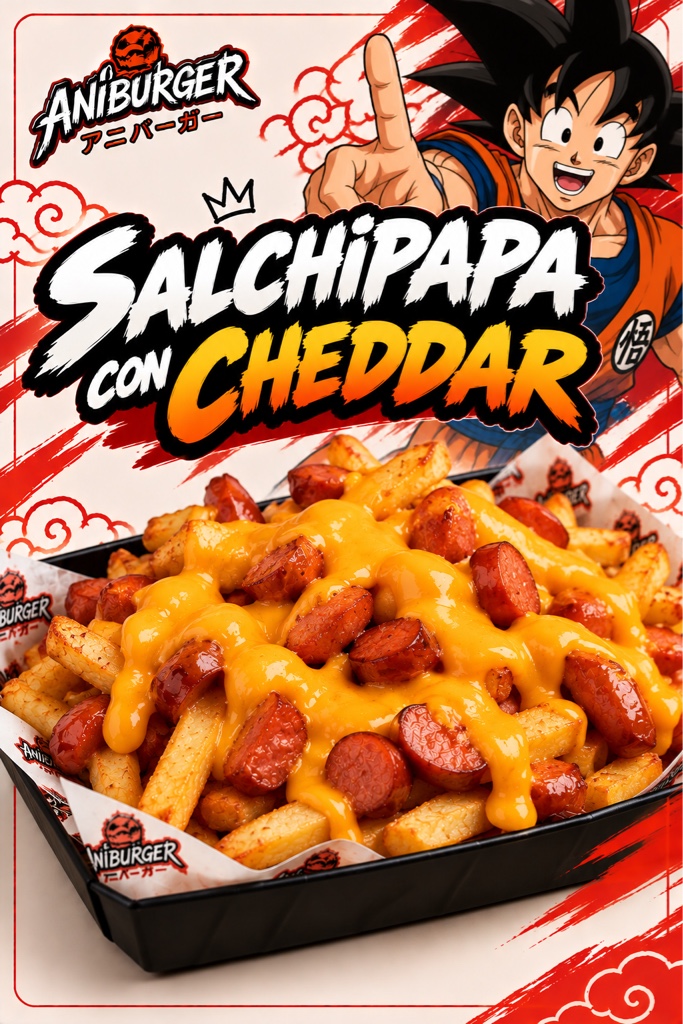 SALCHIPAPA CON CHEDDAR