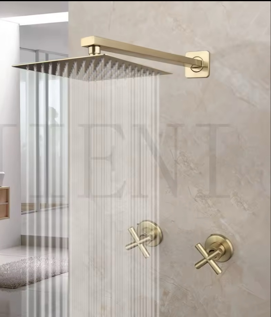 Griferia ducha 8” Novo cruceta Brushed Gold