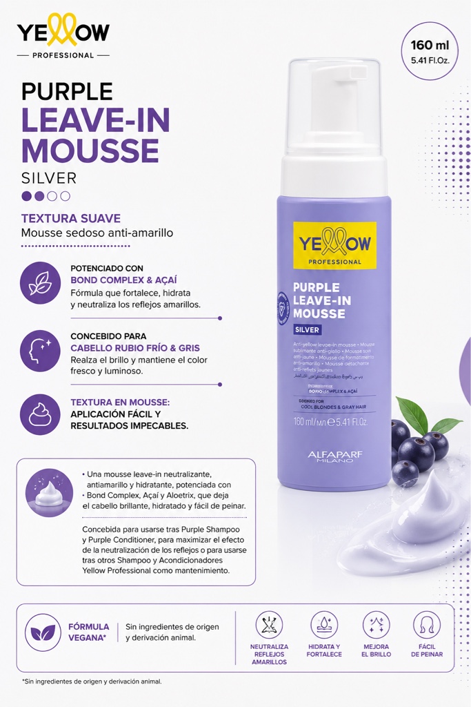 Yellow Professional Purple Leave-In Mousse Silver
