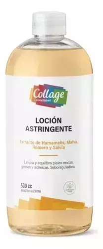 Loción astringente. Cutis graso o mixto.500 cc