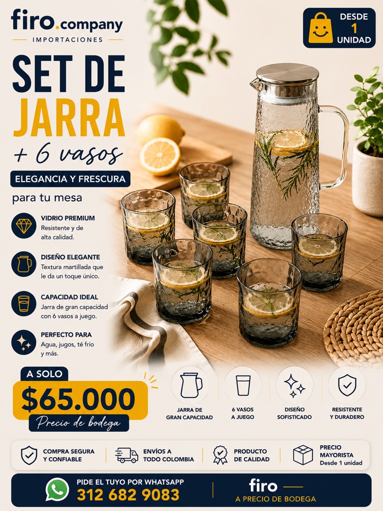 SET DE JARRA 1.500 + VASOS