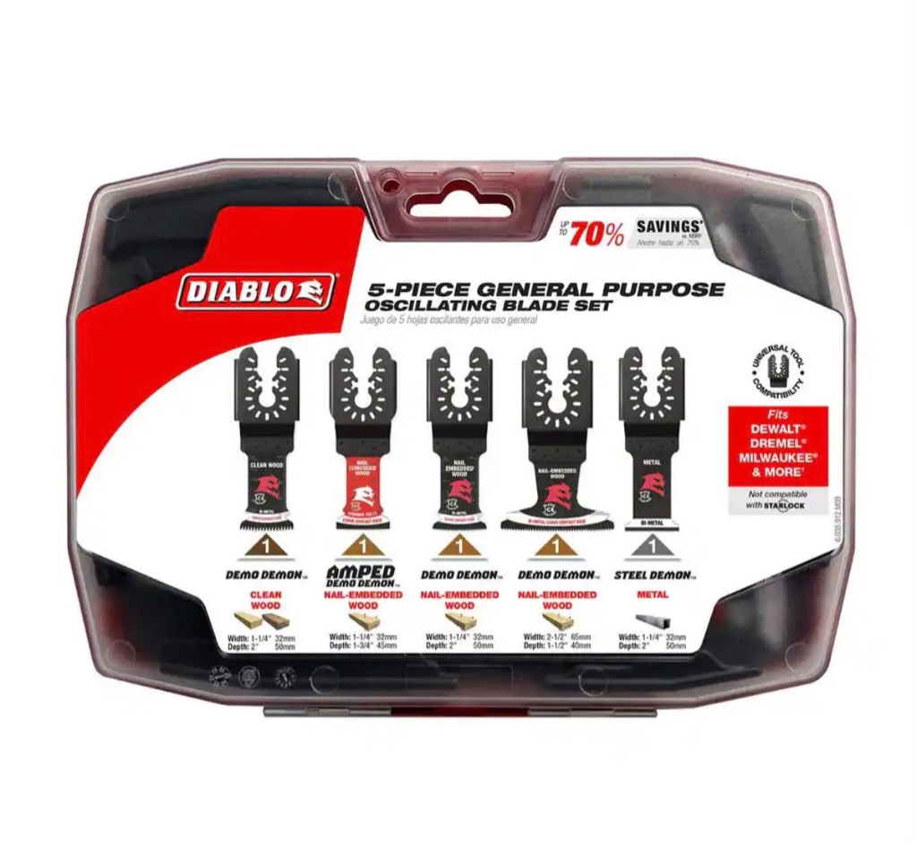 5 piece general purpose oscillating blade set