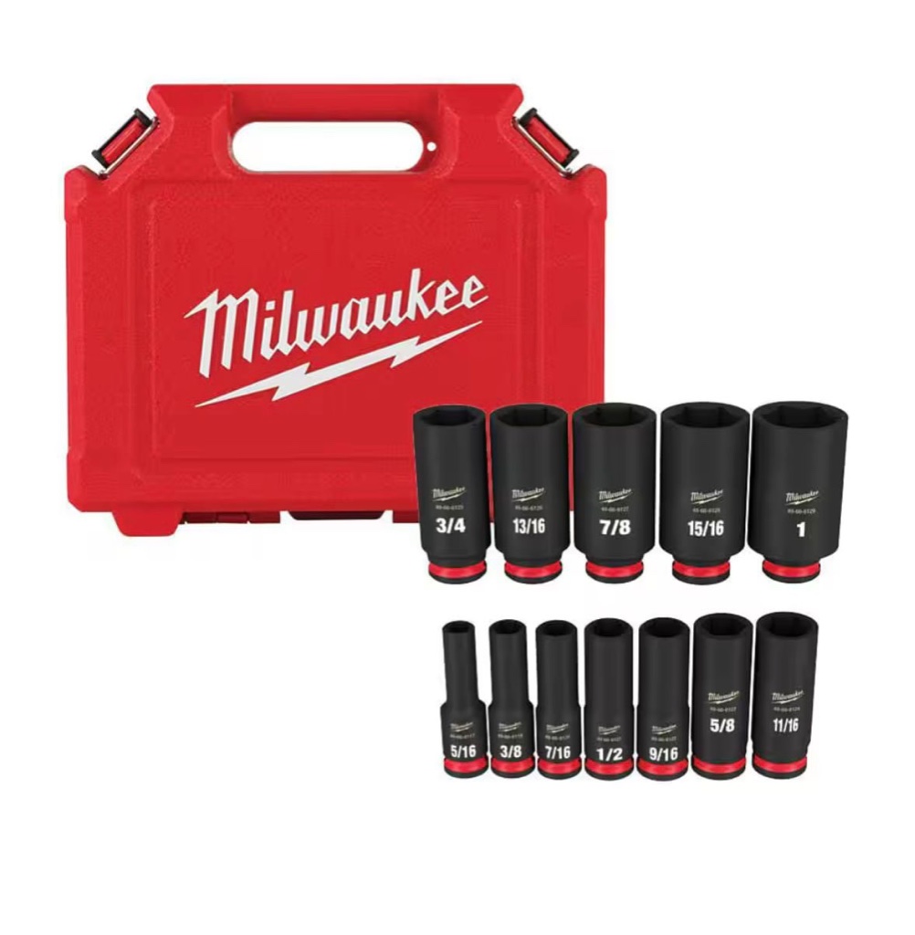 3/8 drive impact socket kit 12pc Milwaukee