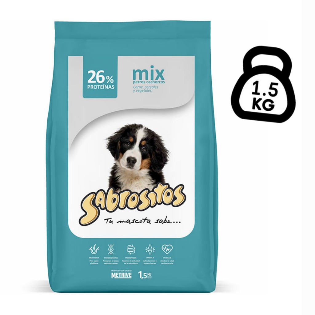 Alimento Sabrositos Perro Cachorro Mix Carne, Cereales & Vegetales x 1,5Kg