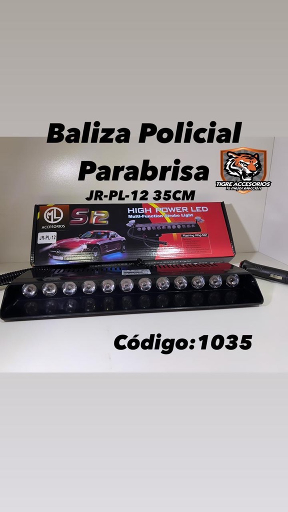 - BALIZA POLICIAL PARABRISA S12 JR-PL-12 - 35CM 12 LED -12 VOL *1035