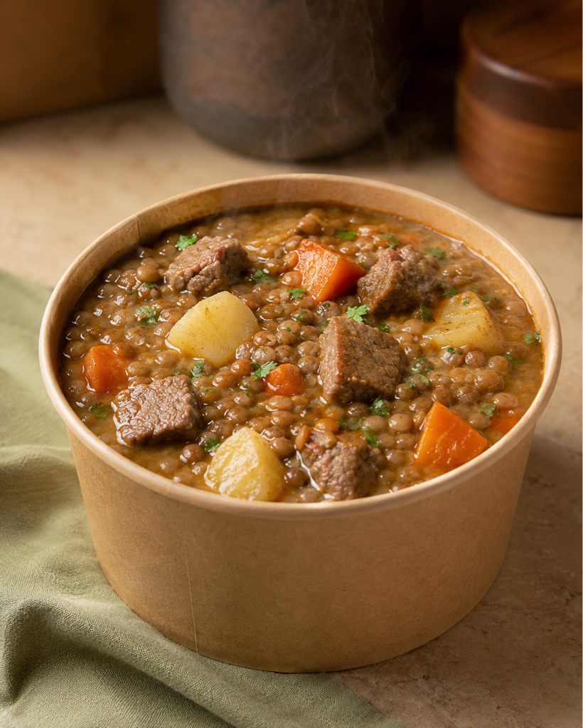 Sopa de Lentejas y Res
