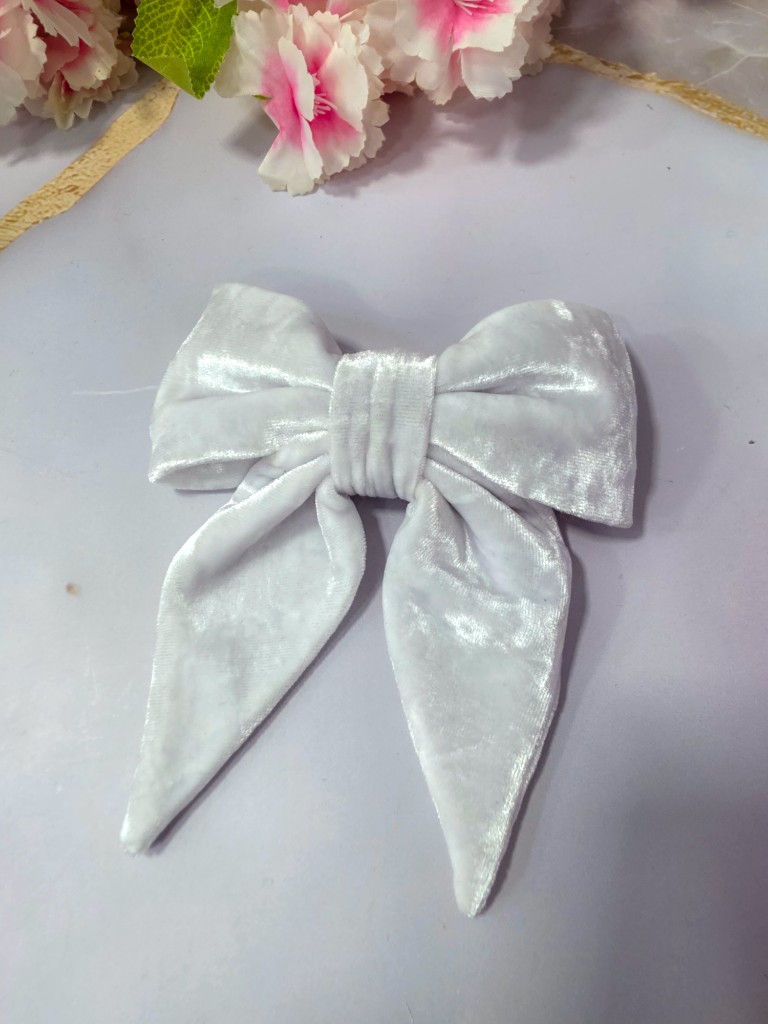 Mini lazo terciopelo blanco