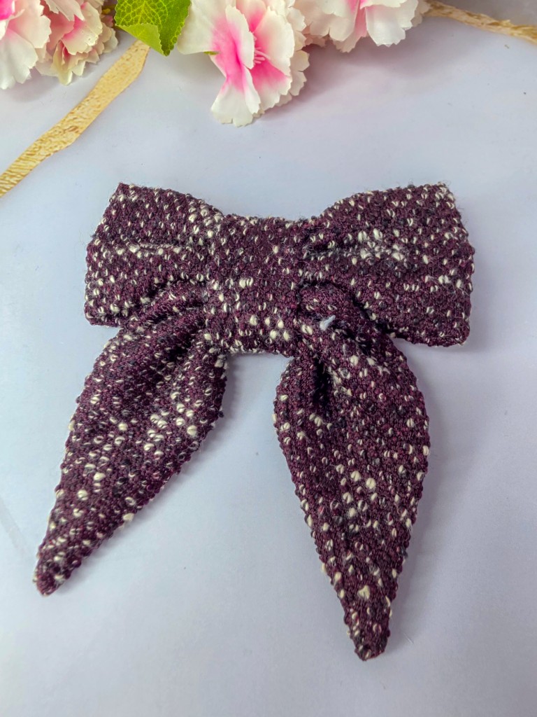 Mini lazo tweed color burdeos