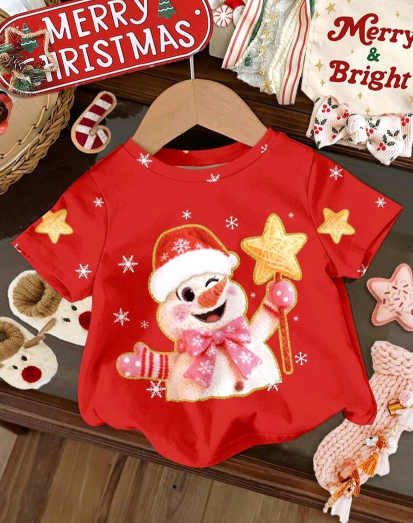 Sueter de manga corta y cuello redondo de navidad