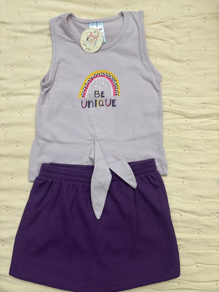 Conjunto C/short pollera lila
