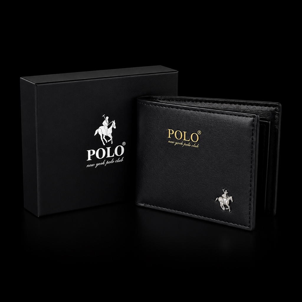 BILLETERA POLO DE CUERO NEGRO