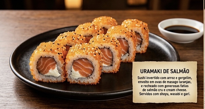 Uramaki de salmão (4und)