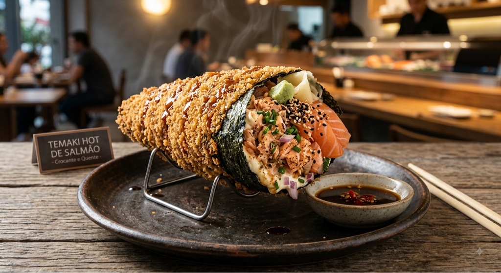 Temaki hot de salmão