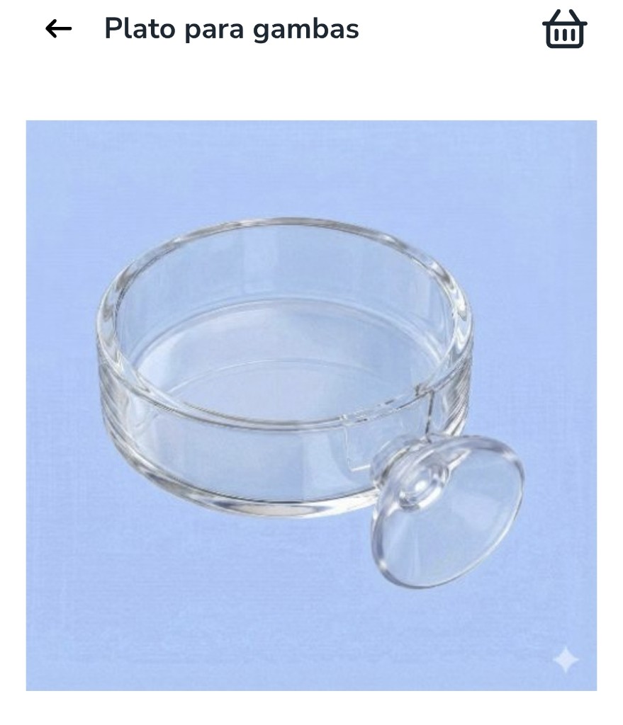 Plato transparente para gambas