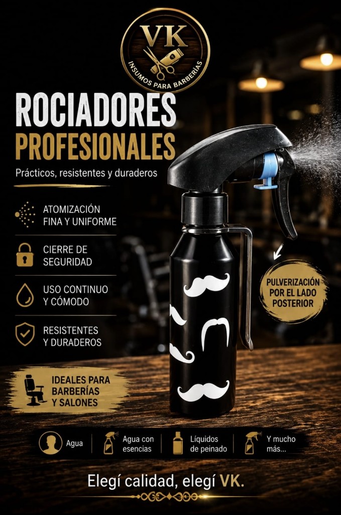 Rociador profesional negro con soporte