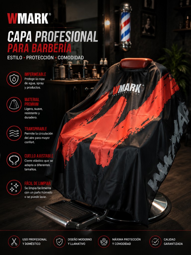 WMARK capa profesional negra y roja