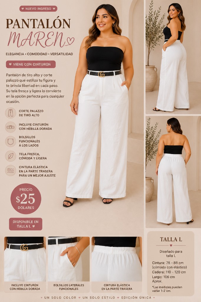 Pantalón MAREN blanco palazzo