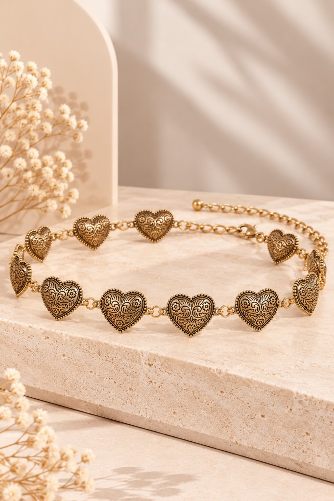 Cinturon dorado corazones