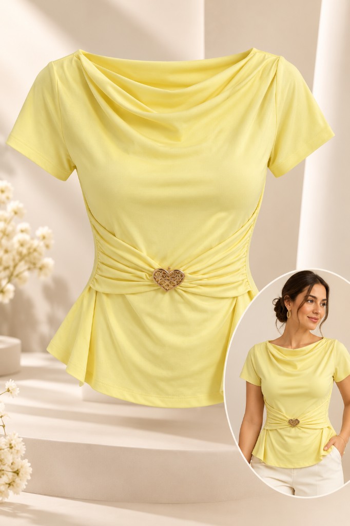 Blusa Luciana amarilla drapeada