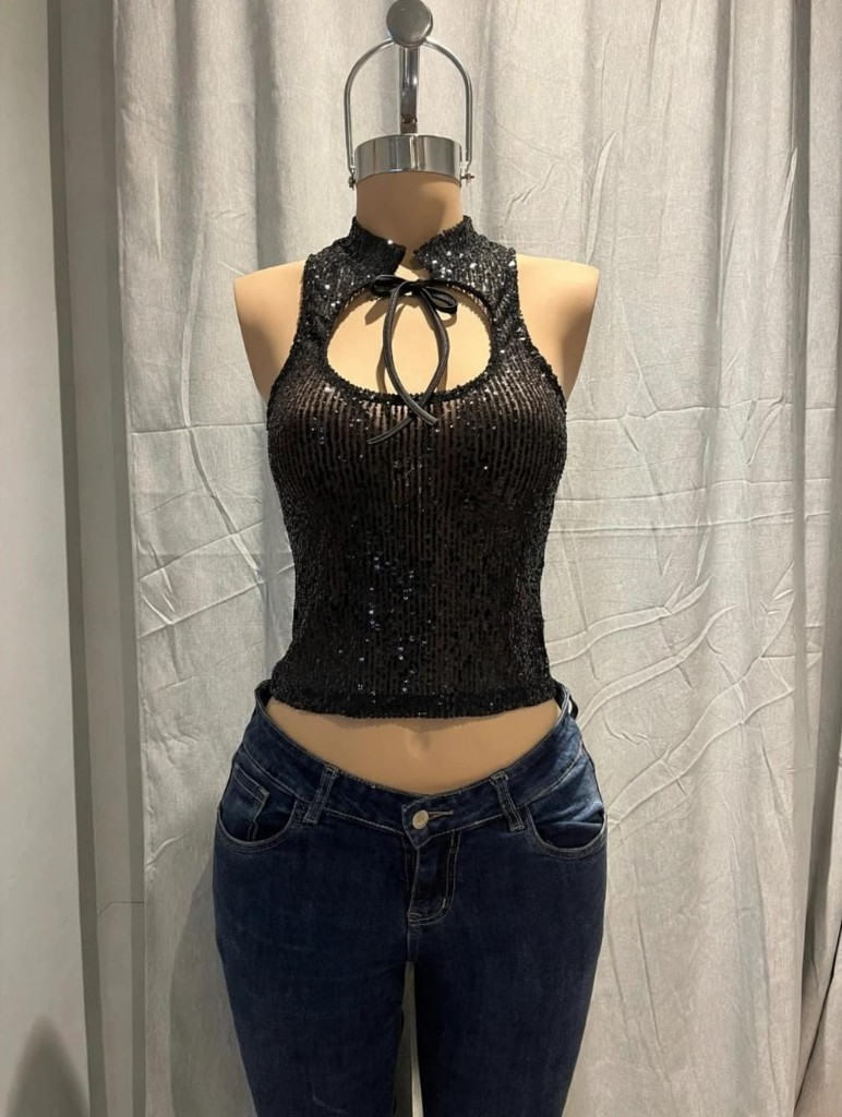 Top lentejuelas p/atar