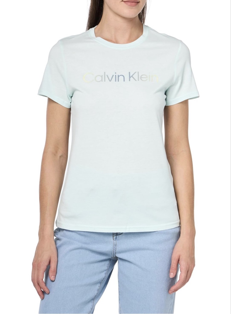 Calvin Klein Camiseta de algodón modal con logotipo gráfico para mujer