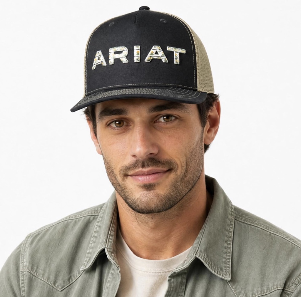 ARIAT Gorra Pop Up bordada para hombre, negro/verde